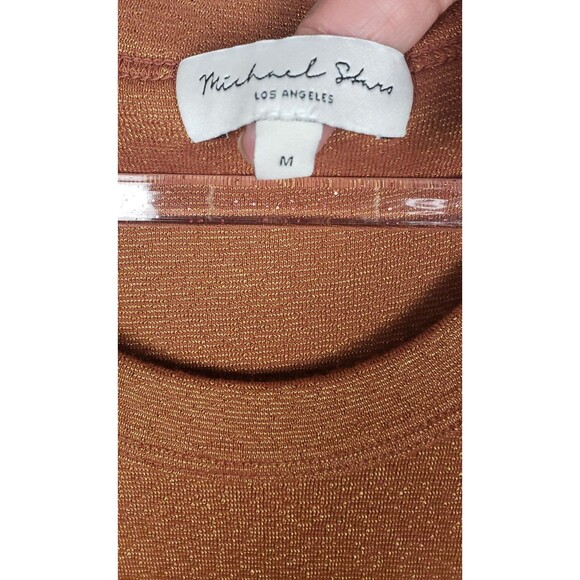 Michael Stars Tank Top Womens M Brown Metallic USA Casual Stretchy Party Fall - Picture 3 of 4